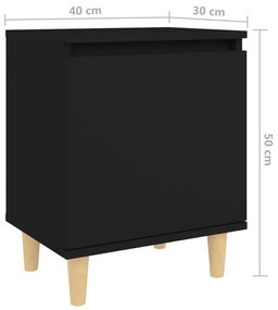 Noptiere cu picioare lemn masiv, 2 buc., negru, 40x30x50 cm 2, Negru