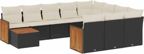 vidaXL Set canapele de grădină cu perne, 11 piese, negru, poliratan