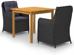 Set mobilier de grădină, 3 piese, negru