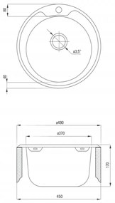 Set chiuveta bucatarie rotunda inox si baterie crom Deante, Twist