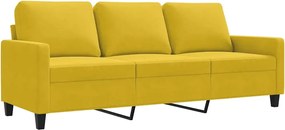 vidaXL Canapea cu 3 locuri, galben, 180 cm, catifea
