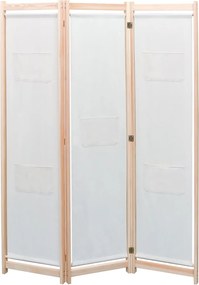 vidaXL Paravan de cameră cu 3 panouri, crem, 120x170x4 cm, textil