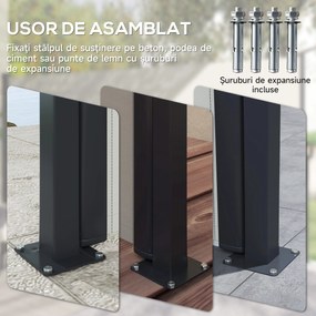 Outsunny Paravan Lateral Retractabil cu Mâner, UV30+, 400x160 cm, Gri Deschis | Aosom Romania