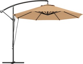 Outsunny Umbrelă de Soare cu Corzi Anti-Vânt, Orificii de Aerisire, Bază în Cruce și Manivelă, Φ290x243 cm, Gri | Aosom Romania