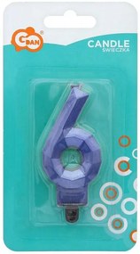 Numere Diamond Metallic Lumânare albastră numărul 6, lumânare de tort