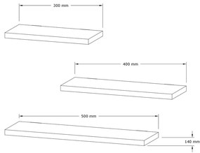 Rafturi în decor de stejar în set de 3 buc. Leila - Kalune Design