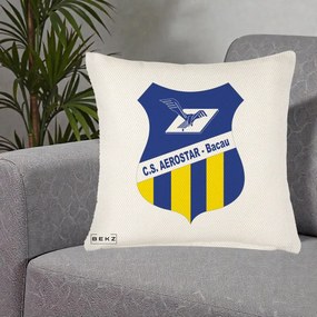 Perna Personalizata CS Aerostar Bacau Fotbal, 40x40 cm, Crem Reliefat, Husa Detasabila, Perna Inclusa, BEKZ®