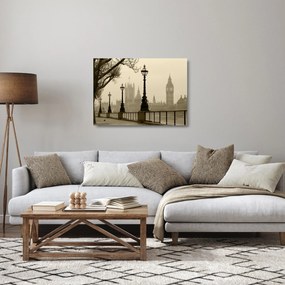 Tablou pe sticlă - Londra în ceață, Anglia (70x50 cm)