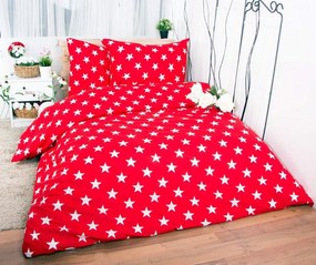 Lenjerie de pat copii Stars red /160x200 cm dimensiune standard
