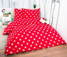 Lenjerie de pat copii Stars red /160x200 cm dimensiune standard