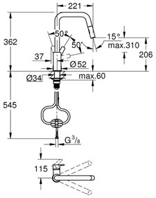 GROHE 306312430 - Baterie pentru chiuvetă QUICKFIX START, 362 mm, neagră