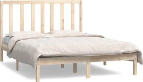 vidaXL Cadru de pat fără saltea, 135x190 cm, lemn masiv de pin
