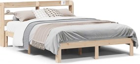 vidaXL Cadru de pat cu tăblie, 140x190 cm, lemn masiv pin