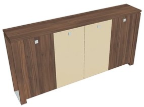 Dulap mediu pentru haine Verno+ 260 x 46 x 130 cm, uși combinate, nuc / vanilie