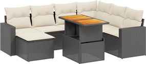 vidaXL Set mobilier de grădină cu perne, 8 piese, negru, poliratan