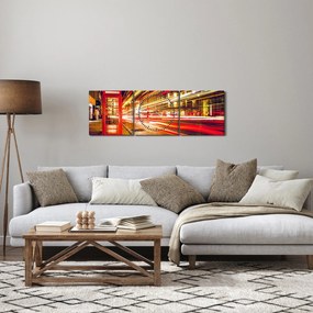 Tablou cu căsuța telefonică roșie din Londra (cu ceas) (90x30 cm)
