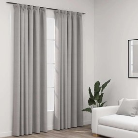 vidaXL Perdele opace aspect pânză, cârlige 2 buc. gri taupe 140x245 cm