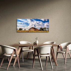 Tablou cu câmp de floarea soarelui (120x50 cm)