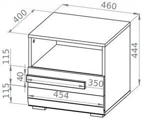Noptieră SARPA 45x46 cm alb/maro