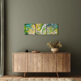 Tablou cu lanuri de orez din privire de sus (cu ceas) (90x30 cm)