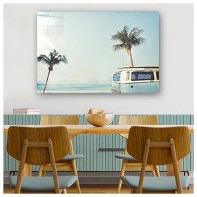 Tablou din sticlă 100x70 cm Surf Van – Wallity
