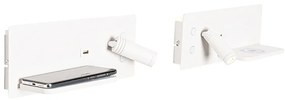 Set de 2 aplice albe incluzând LED cu USB și încărcător prin inducție - Riza