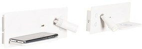 Set 2 aplice albe cu LED cu USB si incarcator cu inductie - Riza