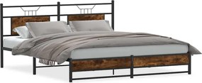 vidaXL Cadru de pat fără saltea Stejar afumat 160x200cm Lemn prelucrat