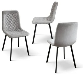 PAZZO DESIGN Set de 4 scaune Arianna din catifea gri și picioare metalice | Aosom Romania