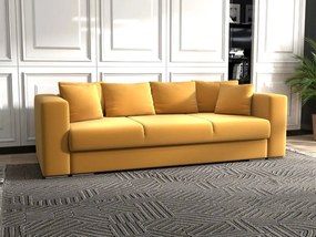 Canapea extensibilă dumonde cu ladă de depozitare si sezut confortabil din spuma high-density, Gloria Royal Muștar  240x100 cm