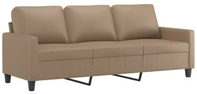 359146 vidaXL Canapea cu 3 locuri, cappuccino, 180 cm, piele ecologică