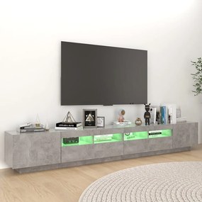 Comoda TV cu lumini LED, gri beton, 260x35x40 cm 1, Gri beton