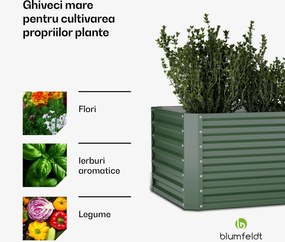 Blumfeldt High Grow Straight ghiveci, 1200 L, Ergonomic, Rezistent la intemperii, Bază deschisă