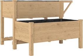 Outsunny Jardinieră Înălțată pe 2 Niveluri cu Rafturi Laterale și Inferior, Fabricată din Lemn de Brad cu Căptușeală și Orificii de Drenare, pentru Flori și Legume, 119,5x102x76,5cm, Maro Deschis | Aosom Romania