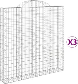 vidaXL Coșuri gabion arcuite 3 buc. 200x30x200/220 cm fier galvanizat