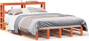 vidaXL Cadru pat fără saltea, maro ceruit, 120x190 cm, lemn masiv pin