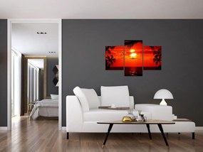 Tablou - apus de soare cu avion (90x60 cm)