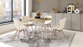 Mazzoni ALDO Stejar Artisan/picioare bej - MASĂ ROTUNDĂ STIL LOFT PENTRU SALON/SUFRAGERIE EXTENSIBILĂ CU PICIOARE ÎN FORMĂ DE "Y"