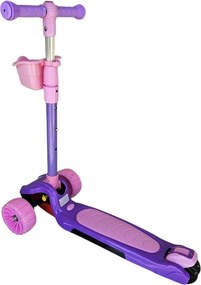 Trotineta copii cu roti luminoase din silicon NOVOKIDS™ Mini Scooter 6160, Cu melodii si lumini, 3 roti, Pliabila, Maner reglabil pe inaltime, Maxim