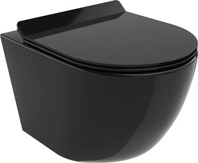 Mexen Lena vas wc Rimless cu capac cu închidere lentă slim, duroplast, negru lucios - 30224070