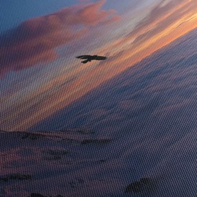 Tablou în apus de soare, Mont Blanc (cu ceas) (90x30 cm)