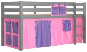 Pat copii supraînălțat cu husă Bella pentru copii – Vipack Pino Gri [Dimensiuni: 200x90x114 cm]