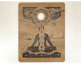 Li-Go 4421/A/4 - Decorațiune LED de perete LED/10W/5V 30000 mAh 70x90 cm stejar/chakre