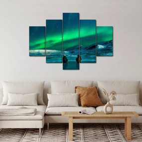 Tablou cu oameni la Aurora borealis (150x105 cm)
