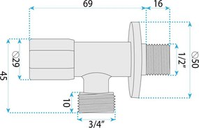 Robinet coltar 02 1 2   x 3 4   auriu periat