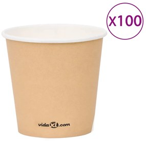 Pahare de cafea de hartie, 100 buc., maro, 120 ml 100, Maro, 120 ml