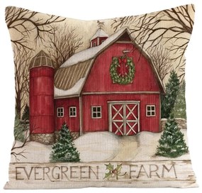 Fata de perna de Craciun EVERGREEN FARM 45x45 cm, colorata