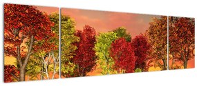 Tablou modern - copaci colora?i (170x50cm)