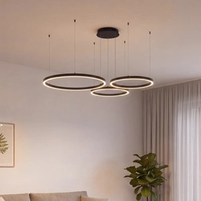 Lampă suspendată neagră cu LED cu dimmer în 3 trepte, 3 lumini - Anello