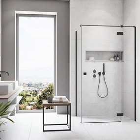 Usa de nisa batanta Radaway Essenza KDJ 90 cm sticla 6 mm finisaj negru mat-transparent deschidere dreapta